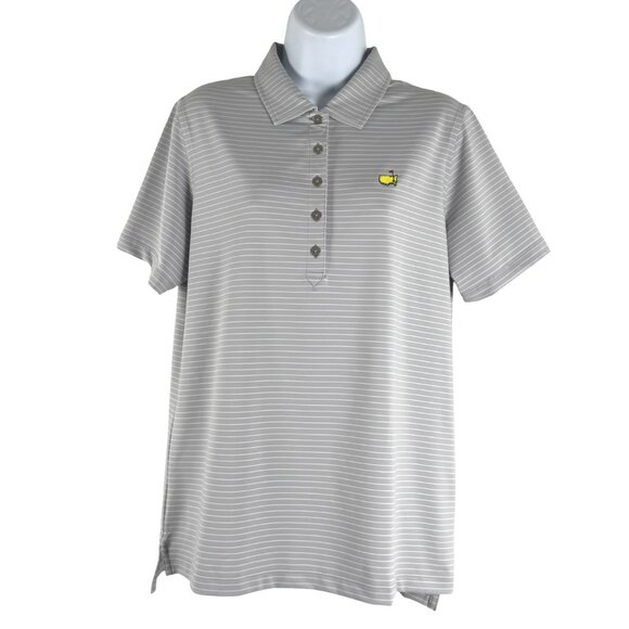 Magnolia Lane Tech‎ Masters Polo Shirt Womens Large Gray Striped NWT TP-3405 - Picture 1 of 11